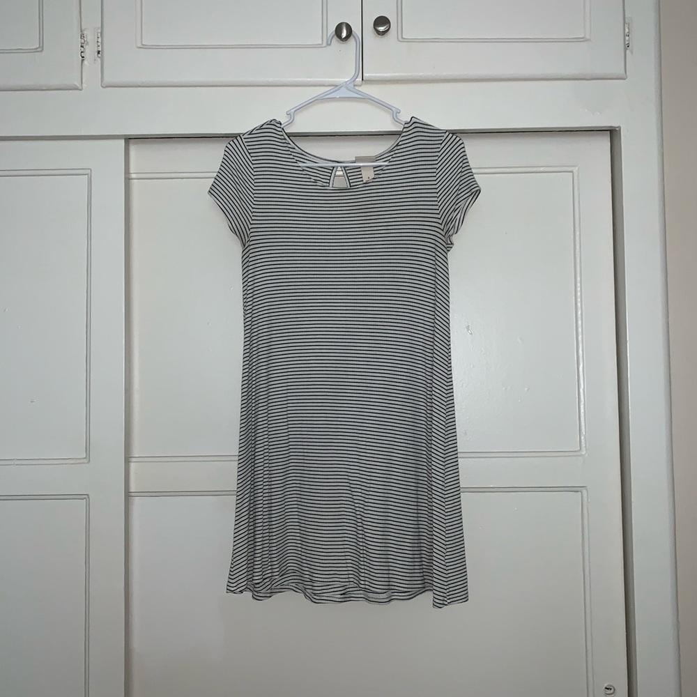 White & black stripped T-shirt dress